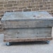 Vintage Carpenters Industrial Toolbox Chest on Casters with Lift out Tray Coffee Table
