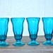Anchor Hocking Set of 4 Ice Cream Pedestal Sundae Dishes / Cups in Aqua Blue