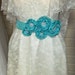 SALE Wedding Belt Sash, Tiffany Blue Pool Flower and Swarovski Crystal