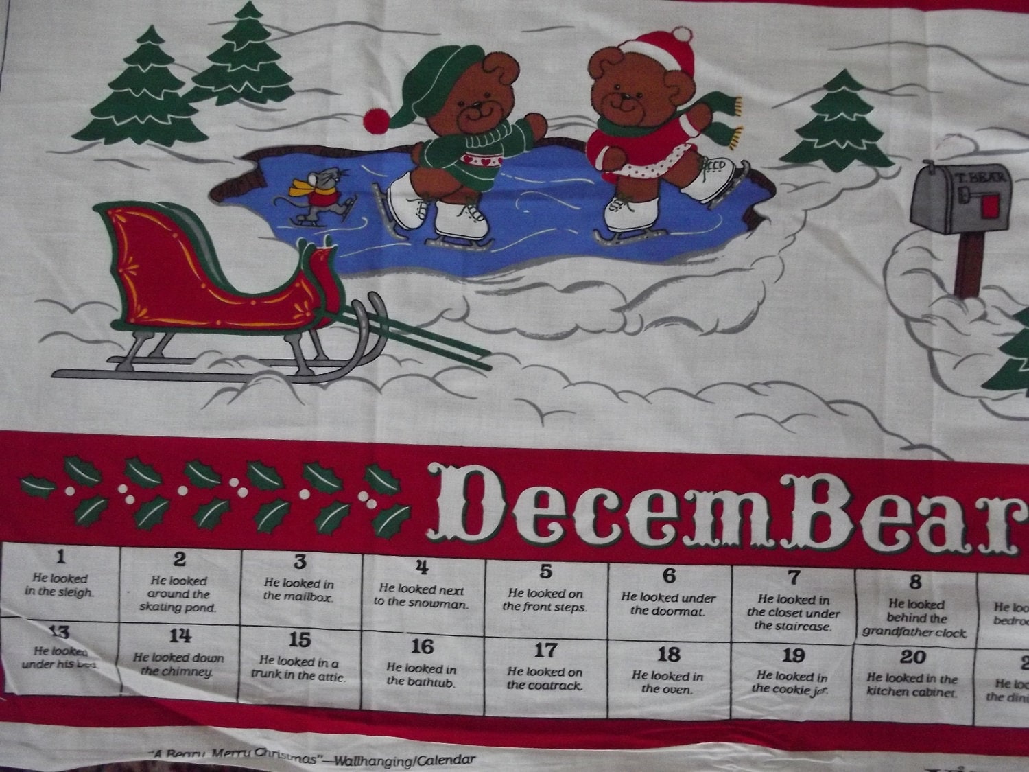 A Beary Merry Christmas Wallhanging Calendar Craft Fabric