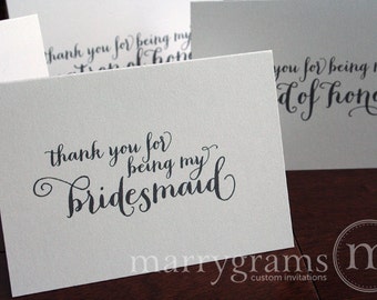 Thank You for Being My Bridesmaid, Maid of Honor, Wedding Party Thank You Cards -Groomsmen, Matron Man of Honor Bridal Party CS02 (Set of 7)