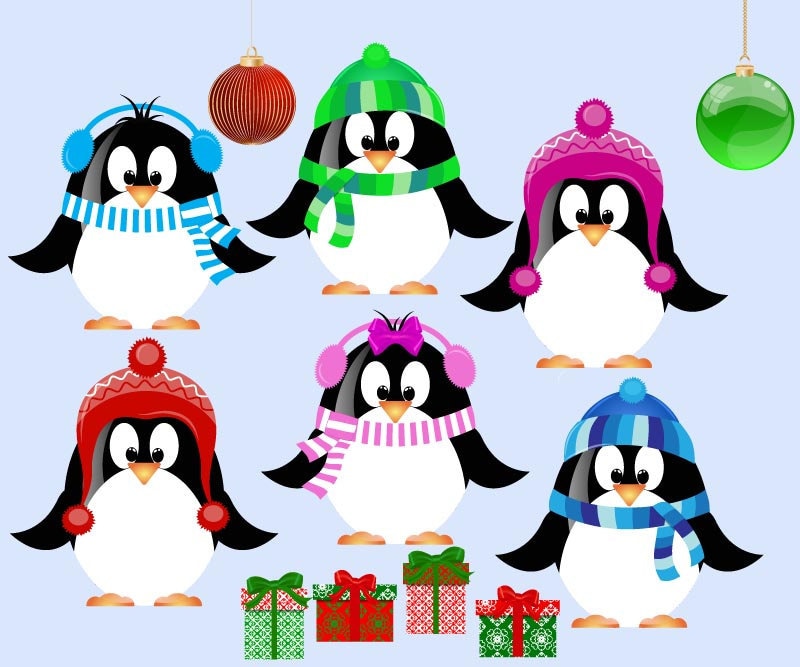 ETSY Cute Christmas Penguin Clip Art for scrapbooking by ...