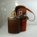 Vintage Bourbon and Scotch Traveling Flasks in Leather Case