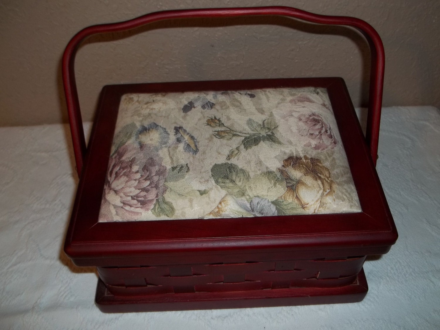 Wooden Sewing Box with Pin Cushion Top Brand New