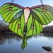 Green Asian Luna Moth Stained Glass Window Hanging