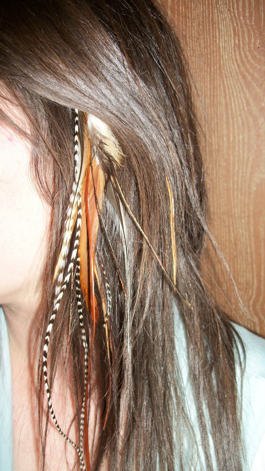 Feather hair extensions on removable hair clip