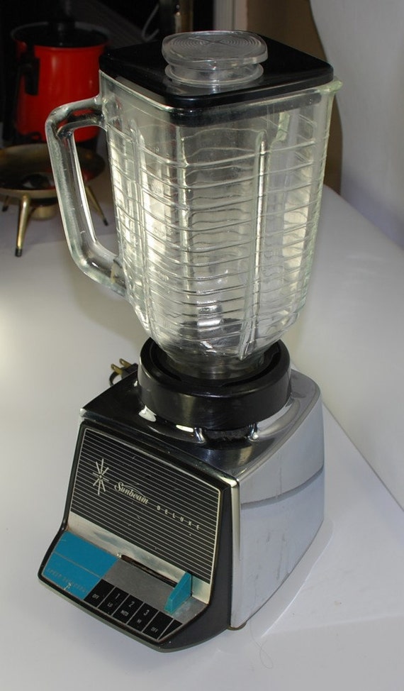 Rare 60s Sunbeam Blender Chrome Aqua and Black FREE SHIPPING