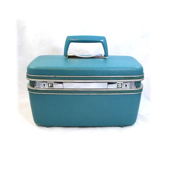 60s Aqua Samsonite Train Case w Key