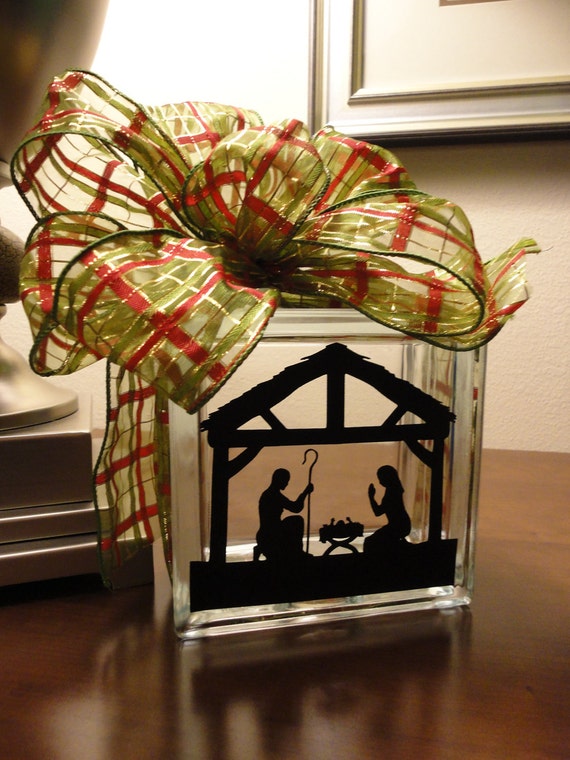 Items similar to Nativity Scene Lighted Glass Block on Etsy