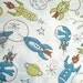 Organic Fabric Blue, Yellow, Orange Spaceship and Rocket - "Space" Circa 52 by Monaluna from Birch Fat Quarter