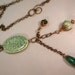 SALE Green Necklace, Agate and Crystal Chain Dangle Necklace. OOAK Handmade Necklace.
