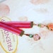 SALE, Pink and Purple Ribbon, Glass Beads,Lampwork and Flower Charm Beaded Ribbon Bookmark. CK Designs.us