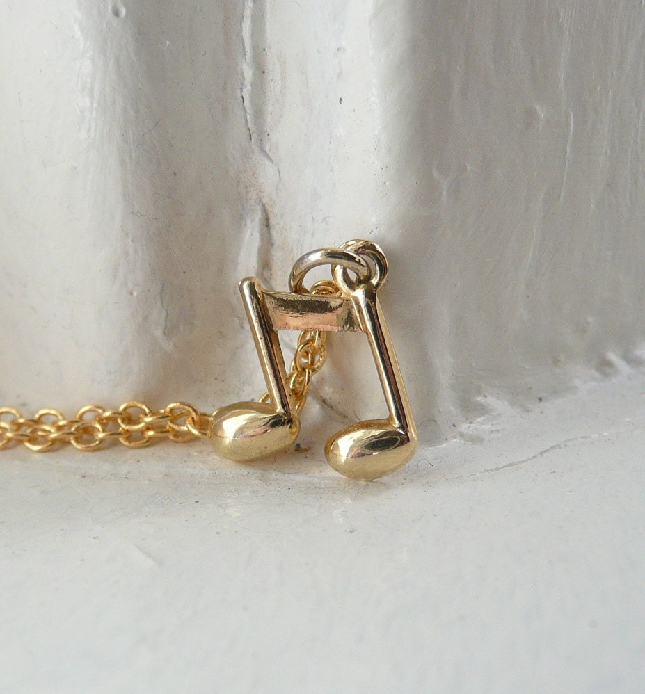 Music Note Pendant Necklace Gold Music Note by KiddoandPye