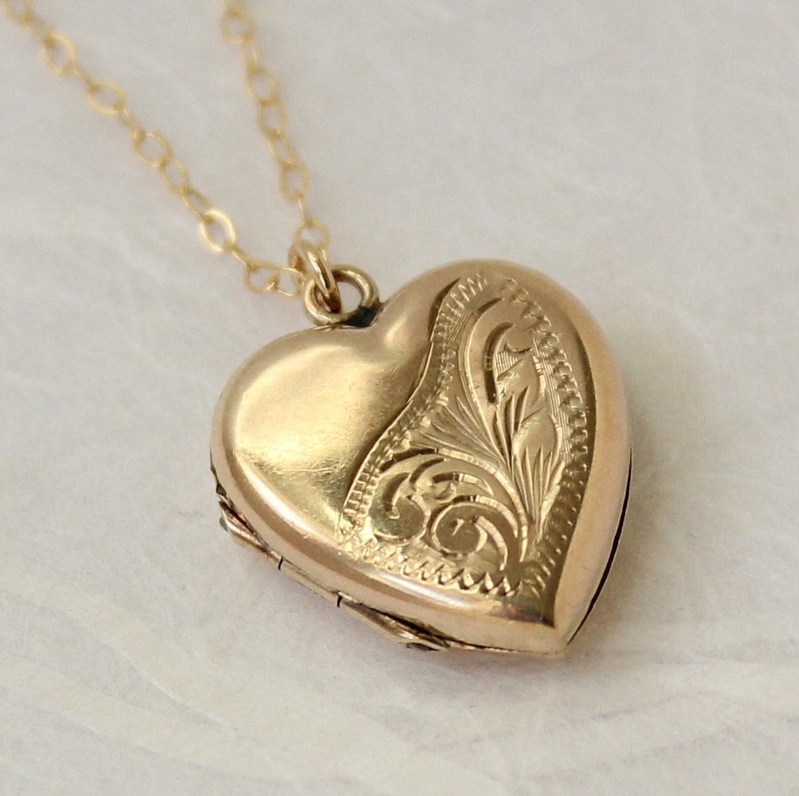 Gold Locket Necklace Heart Locket Vintage Locket 9ct