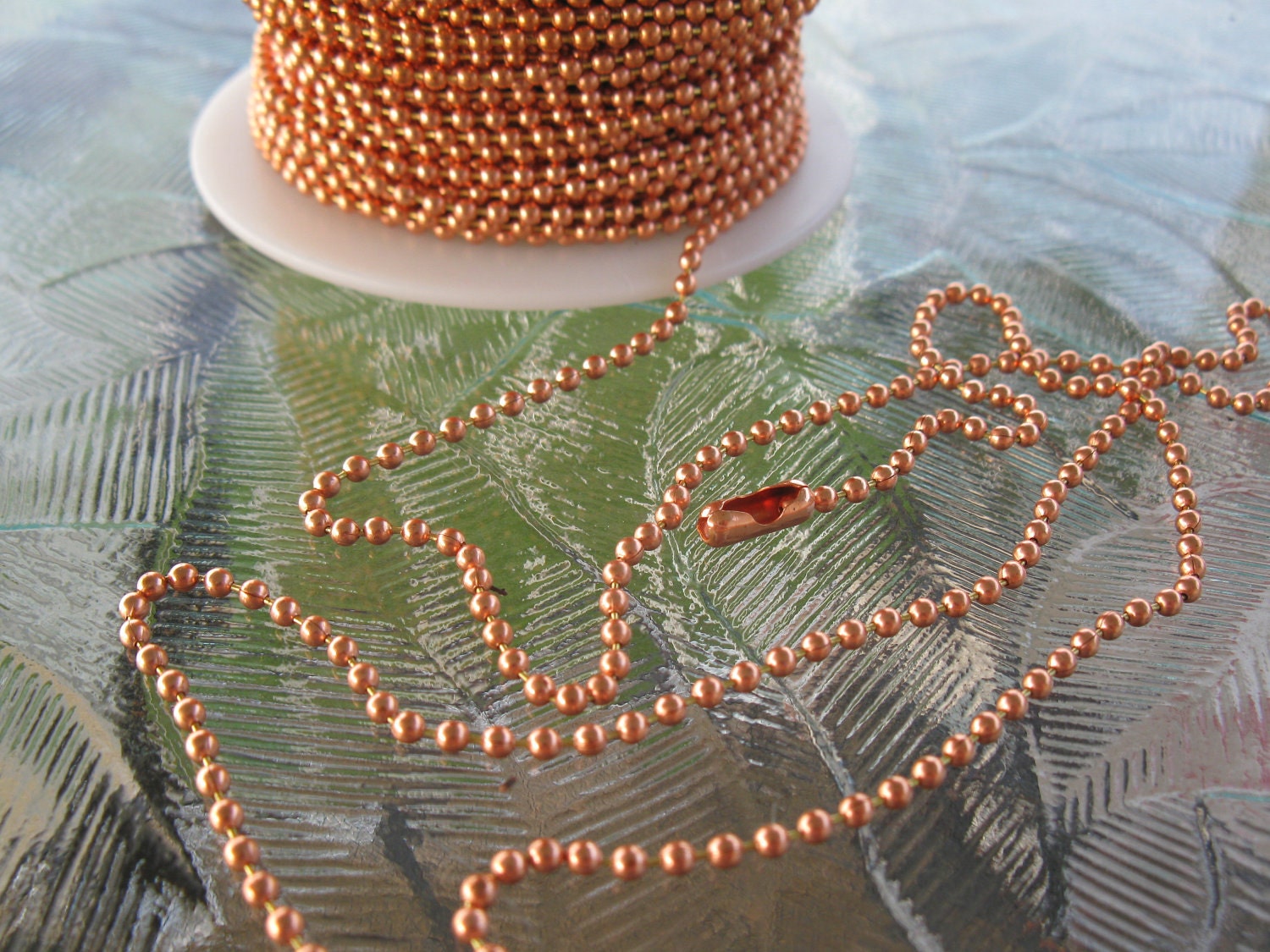 2.4mm Bright COPPER BALL CHAIN Copper Connector with each