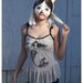 Oatmeal Peplum Tank Top with Mermaid Art - MEDIUM TANK