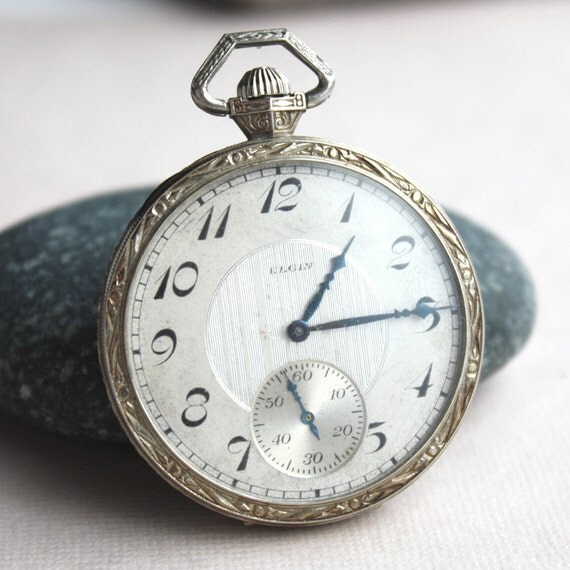 Antique Elgin Pocket Watch 17 Jewels 14k Gold by MagpiesVintage