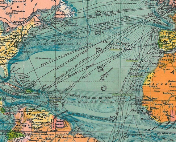 Antique World Map 1929 Very Large 26 by 21 inches