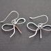 SALE - Cute Ribbon with CZ Silver Earrings.