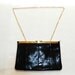 Vintage 1960s Mad Men Black Patent Snakeskin Purse / Shoulder Bag / Clutch
