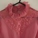 1970s vintage Victorian style sheer pink lace blouse top