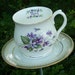 Tea Cup Yard Art Garden Decor - April Violets - Purple