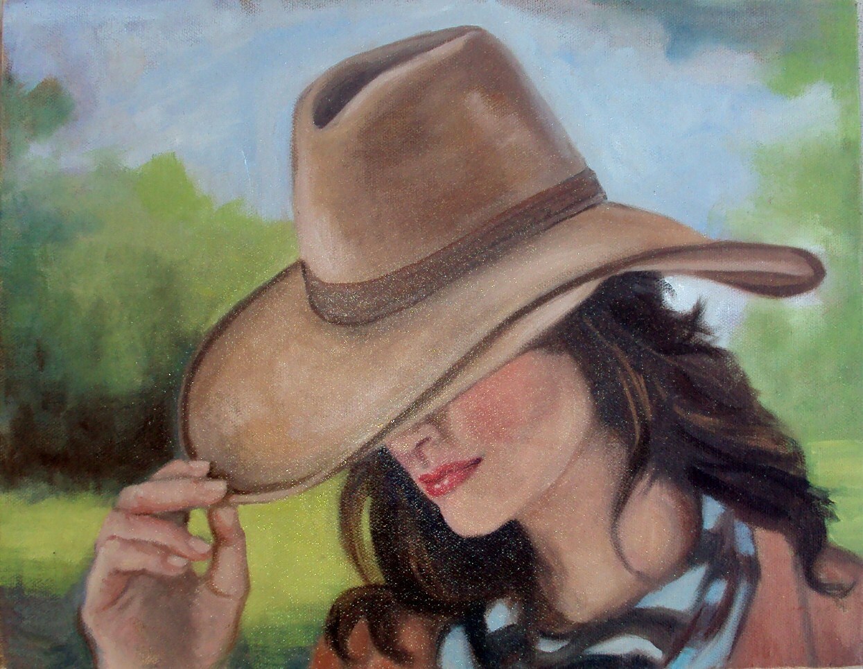 Items similar to Framed Chic Cowgirl tipping her hat30 Discount on Etsy