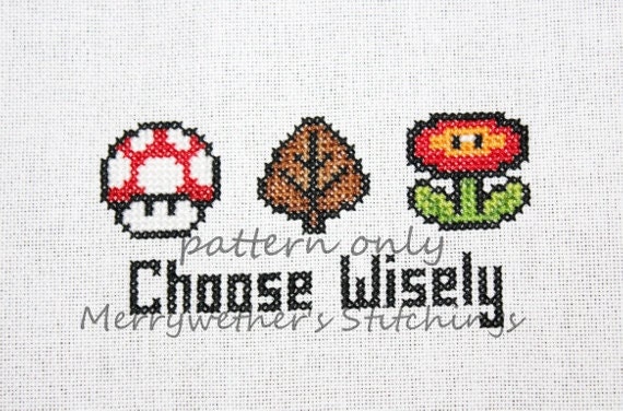 Super Mario Choose Wisely Cross Stitch PATTERN