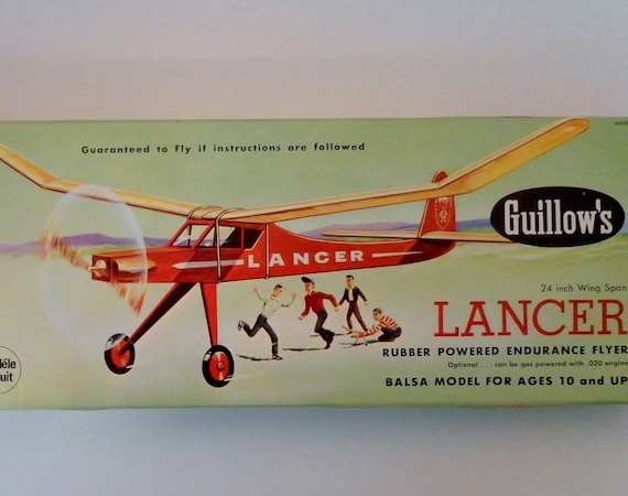 Vintage 1966 Guillows Lancer Balsa Wood Model Airplane in Box 