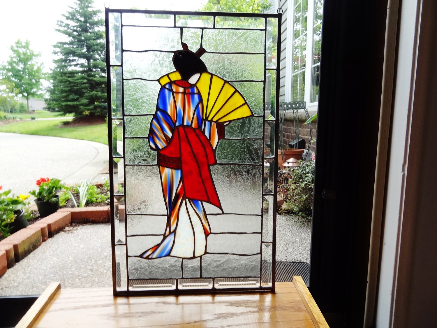 Geisha Stained Glass Panel.