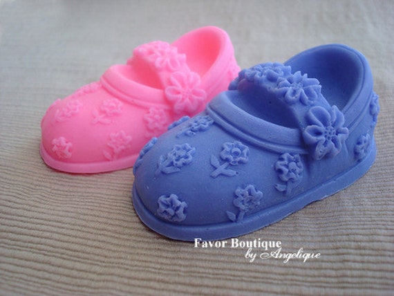 10 BOOTIE SOAPS {Favors} - Little Shoe Soap Favors, Birthday Favor, Baby Shower Favor, Mary Jane Style Soaps, Flowers Il_570xn