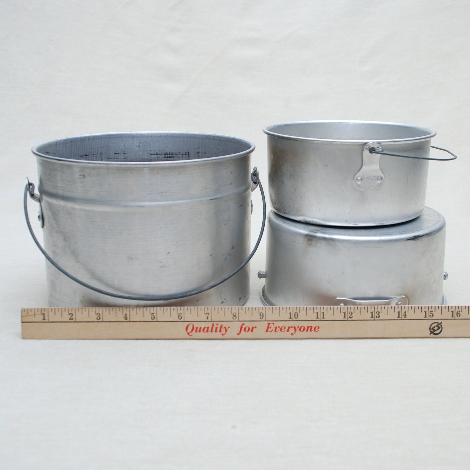 Vintage Camping Cookware Set of 12 Brushed Aluminum