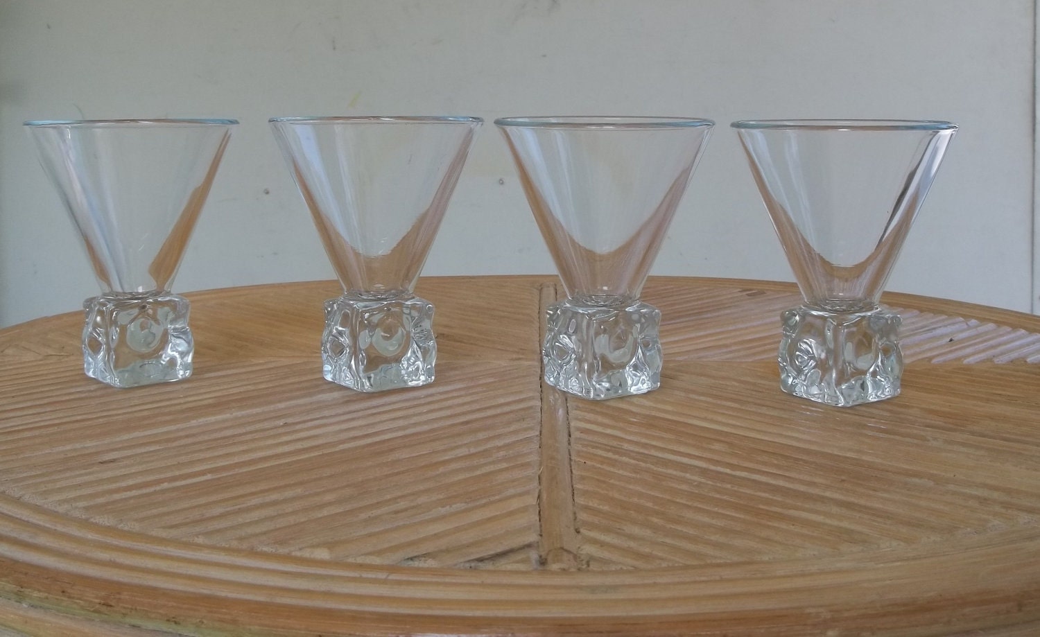 Stemless Martini Glasses with Ice Cube Base