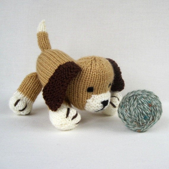 Muffin the puppy - toy dog knitting pattern - PDF INSTANT DOWNLOAD from toysh...