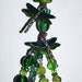 Emerald Green Dragonfly Bookmark Handmade beaded with Free Blank Journal Green White Eyelet