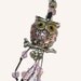 Pink OWL :) Bookmark OOAk Rhinestones Pink and Silver with FREE Blank Journal