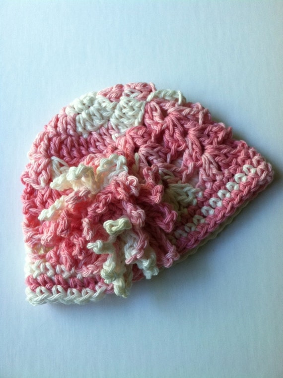 Crochet Baby Hat with Flower, Crochet Baby Hat, Newborn Hat, Baby Hat, Pink Hat, Hat with Flower, Baby Girl Hat, Infant Hat
