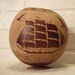 Hand Carved Natural Gourd Vessel Nautical Scene
