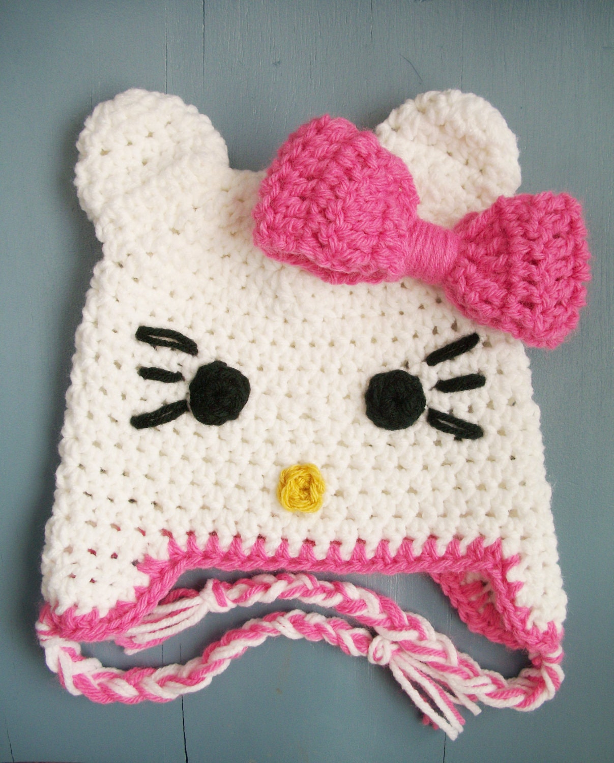 Baby Girl Crochet Hello Kitty Beanie Hat SIZE Newborn-Adult