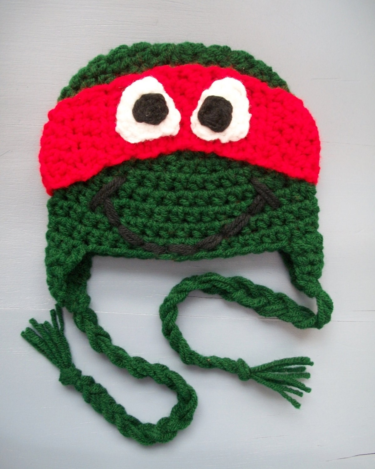 Teenage Mutant Ninja Turtles Earflap Hat Green Crochet by wadamska