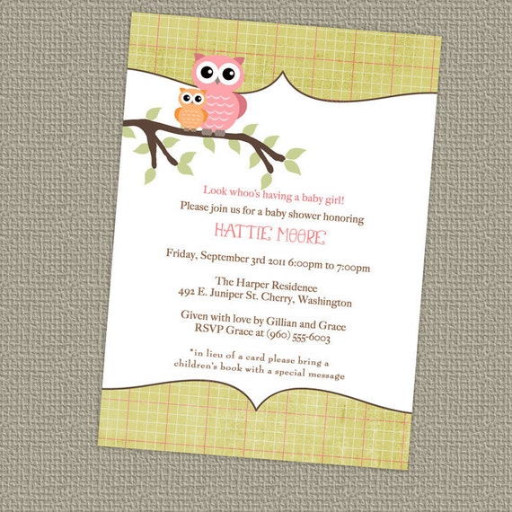 owl baby shower invitation baby girl shower invitation