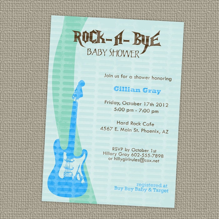Rock And Roll Themed Baby Shower Invitations 10