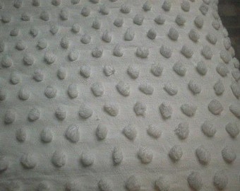 WHITE on White with 3/8" Chenille POPS Vintage Chenille Bedspread Fabric - 24" X 34" - #1