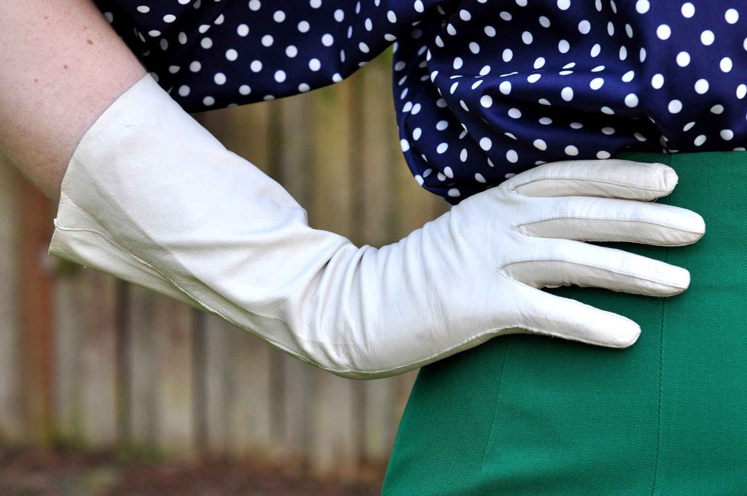 Vintage long white kid leather gloves by Superb by StyleLogical