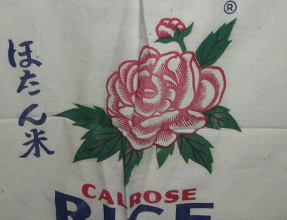 Vintage White Pink Rose Fabric Botan Cloth Rice Bag 100 lb Chinese San ...