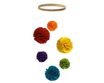 Pom Pom Baby Crib Mobile - Rainbow Classic