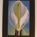 Recycled Greeting Card and Envelope - Hand painted Fabric Textile - White Lily Flower