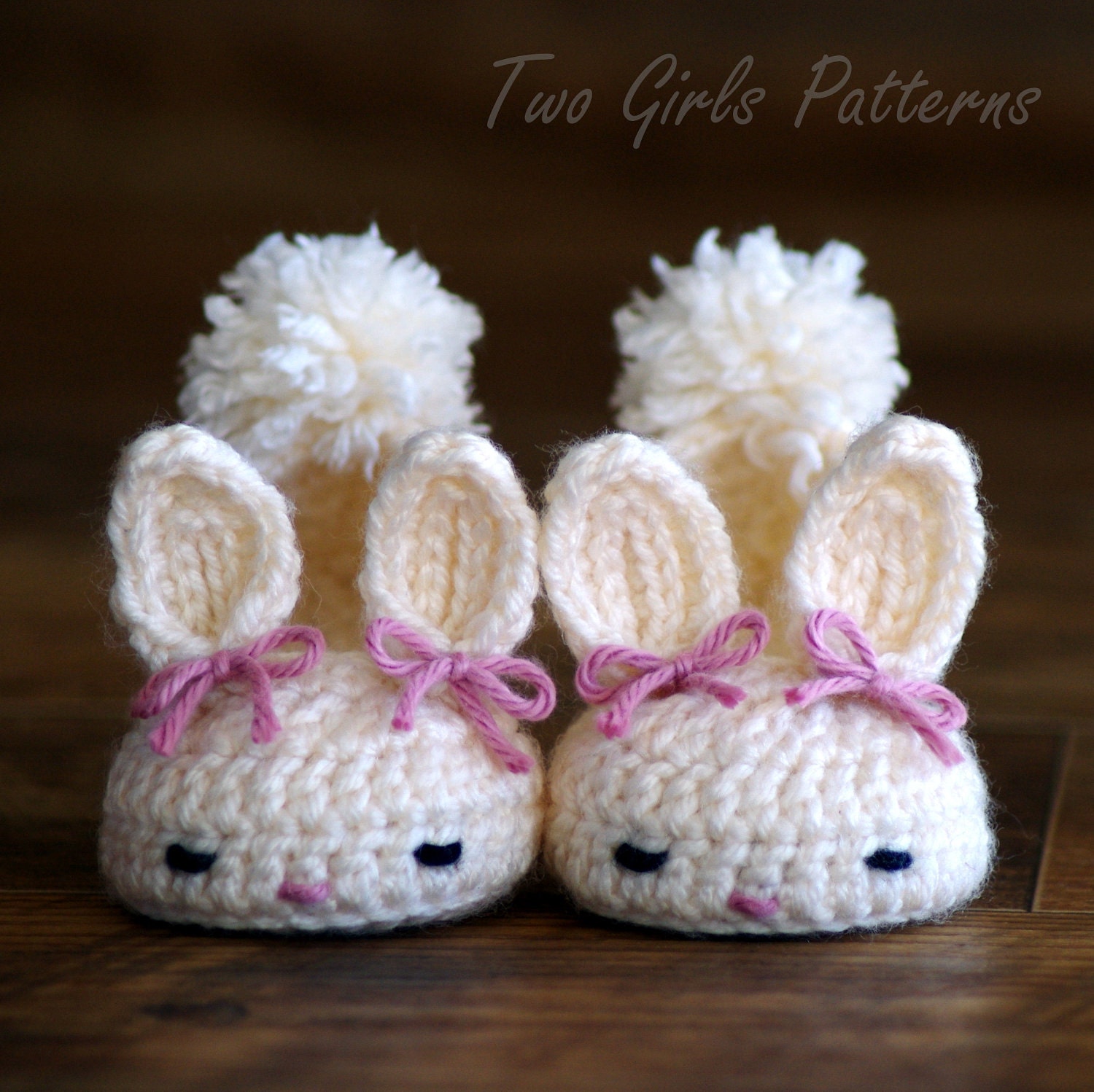 CROCHET PATTERN 204 Baby booties Bunny Slipper by TwoGirlsPatterns