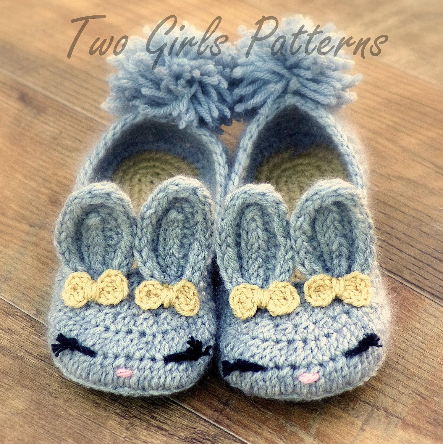 CROCHET PATTERN 212 ADULT Bunny Slippers by TwoGirlsPatterns