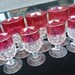 Vintage Cranberry Glasses Set of 9 Mid Century Modern Collectible Glassware Tableware Dinnerware